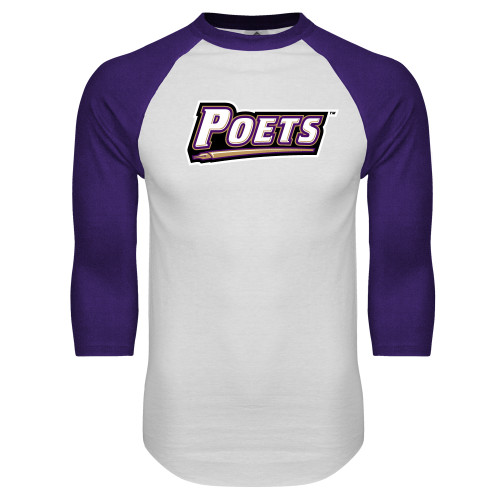  White/Purple Raglan Baseball T Shirt - Poets