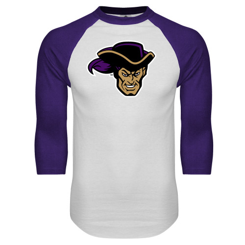  White/Purple Raglan Baseball T Shirt - Poet Head