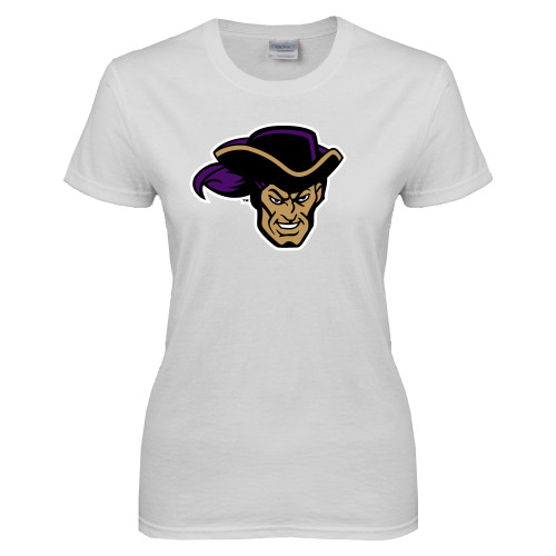  Womens White Short Sleeve Tee - Poet Head