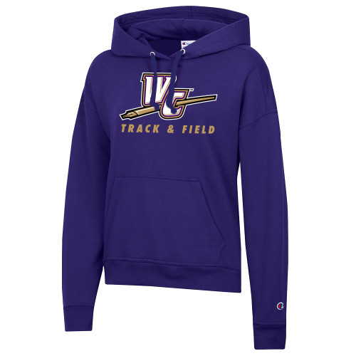  Champion Womens Purple Powerblend Pullover Hood - Track & Field