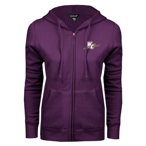  ENZA Womens Purple Fleece Full Zip Hoodie - WC with Pen