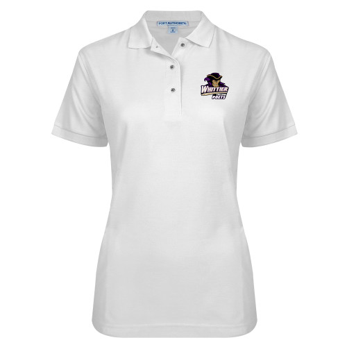  Womens Silk Touch White Pique Polo - Primary Mark