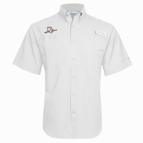  Columbia White Tamiami Performance Short Sleeve Shirt - WC with Pen