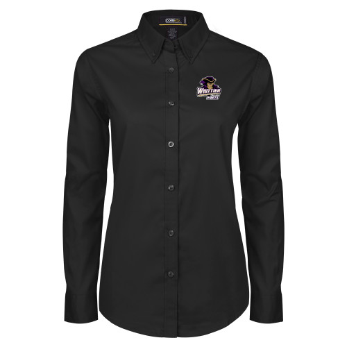  Womens Black Twill Button Down Long Sleeve  - Primary Mark