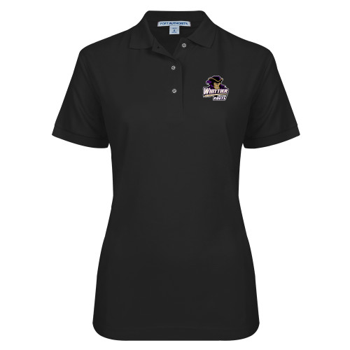  Womens Silk Touch Black Pique Polo - Primary Mark