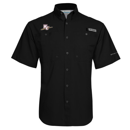  Columbia Black Tamiami Performance Short Sleeve Shirt - WC with Pen