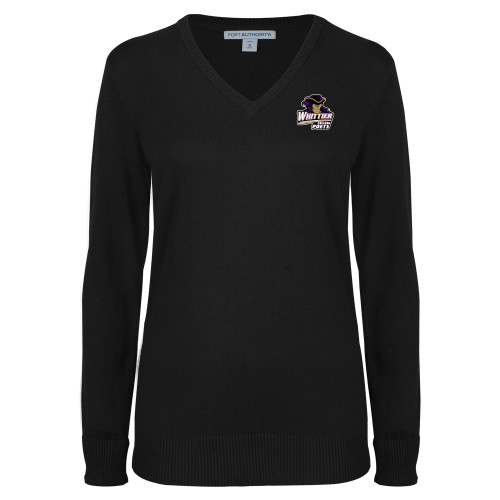  Womens Black VNeck Sweater - Primary Mark