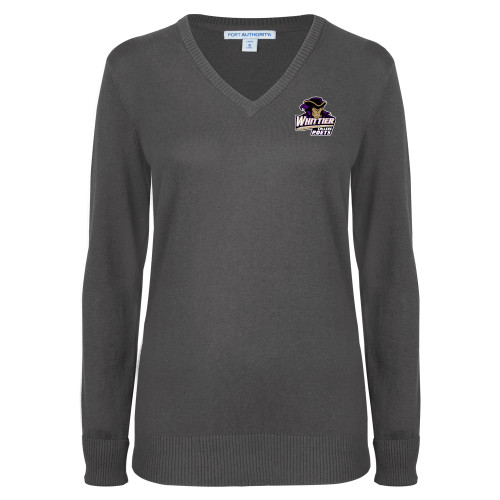  Womens Charcoal Heather VNeck Sweater - Primary Mark