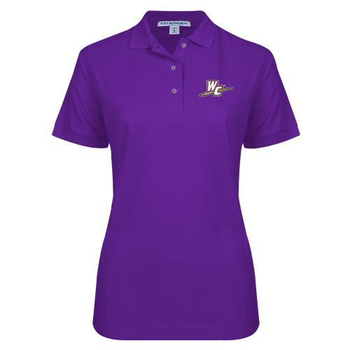  Womens Silk Touch Purple Pique Polo - WC with Pen