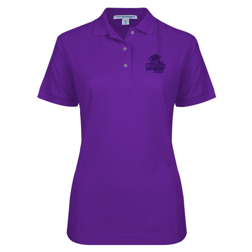  Womens Silk Touch Purple Pique Polo - Primary Mark