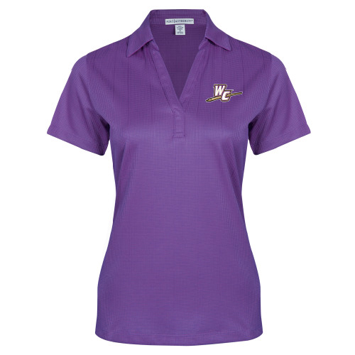  Womens Purple Performance Fine Jacquard Polo - WC with Pen