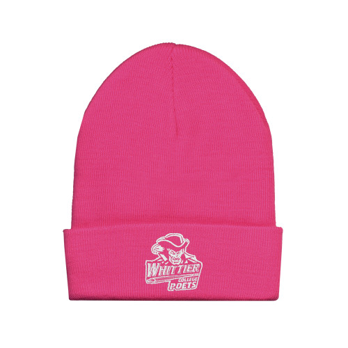  Fleece Lined Neon Pink Knit Beanie - Primary Mark