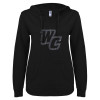 Thumbnail image for  ENZA Womens Black V Notch Raw Edge Fleece Hoodie
