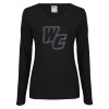 Thumbnail image for  Womens Black Long Sleeve V Neck Tee 