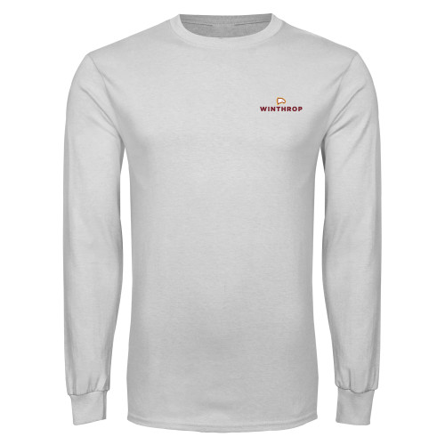  White Long Sleeve T Shirt - Athletic Wordmark Stacked