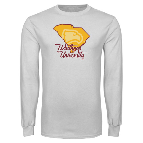  White Long Sleeve T Shirt - Winthrop University with State of South Carolina