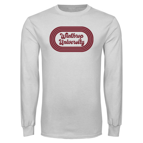  White Long Sleeve T Shirt - Winthrop University 70s Design