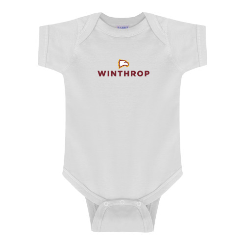  White Infant Onesie - Athletic Wordmark Stacked