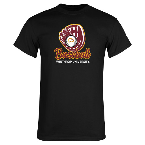  Black T Shirt - WU Baseball with Glove