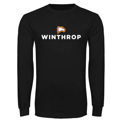  Black Long Sleeve T Shirt - Athletic Wordmark Stacked