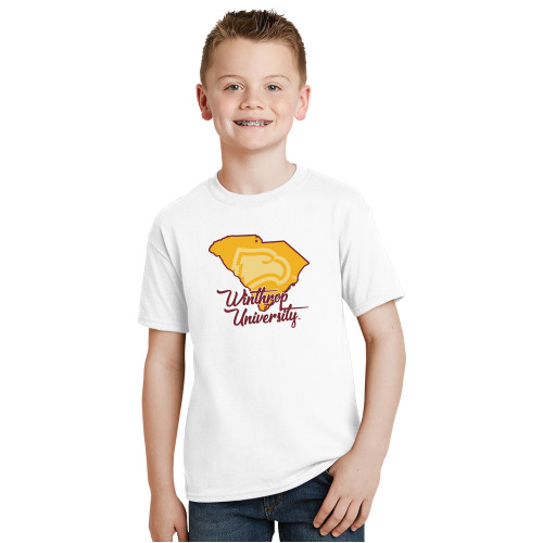  Youth White T Shirt - Winthrop University with State of South Carolina