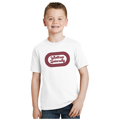 Youth White T Shirt - Winthrop University 70s Design