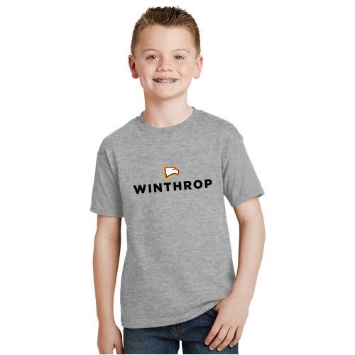  Youth Grey T Shirt - Athletic Wordmark Stacked