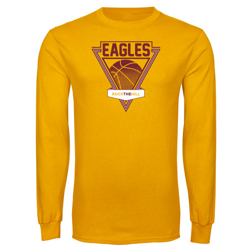  Gold Long Sleeve T Shirt - Retro Eagles Basktball