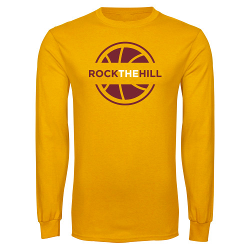  Gold Long Sleeve T Shirt - Rock The Hill One Color Basketball
