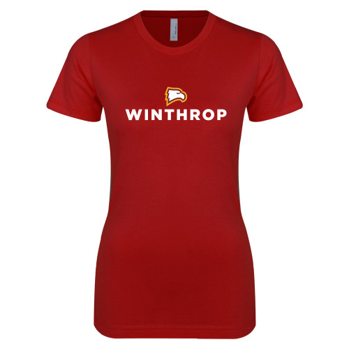  Next Level Womens Cardinal Boyfriend Tee - Athletic Wordmark Stacked