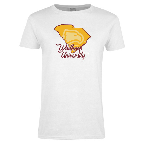 Womens White Short Sleeve Tee - Winthrop University with State of South Carolina