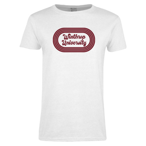  Womens White Short Sleeve Tee - Winthrop University 70s Design