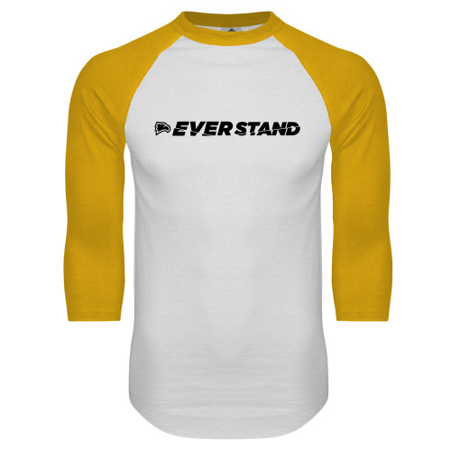  White/Gold Raglan Baseball T Shirt - Ever Stand