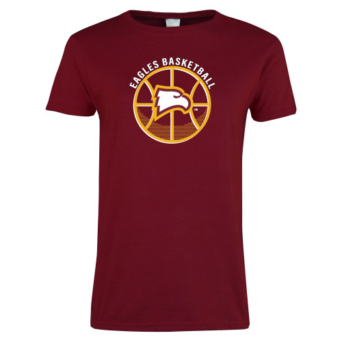  Next Level Womens Cardinal Short Sleeve Tee - Eagles Basketball Minimalist