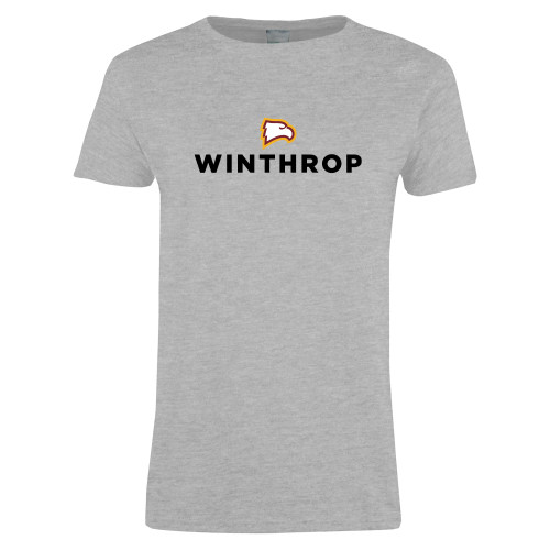  Womens Grey Short Sleeve Tee - Athletic Wordmark Stacked