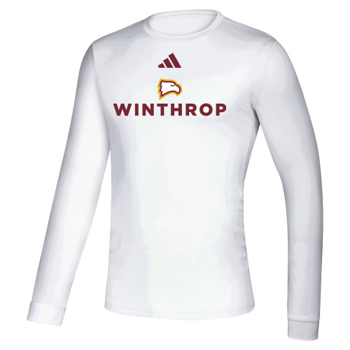  Adidas White Creator Performance Long Sleeve Tee - Adidas - Athletic Wordmark Stacked
