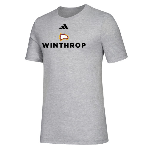  Adidas Medium Grey Heather Fresh Tee - Adidas - Athletic Wordmark Stacked