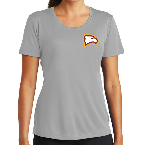  Womens Grey Performance Short Sleeve Tee - Primary Mark