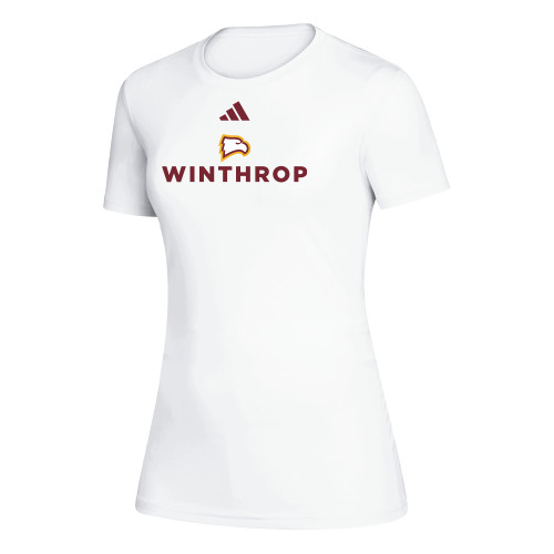 Adidas Womens White Creator Performance Tee - Adidas - Athletic Wordmark Stacked