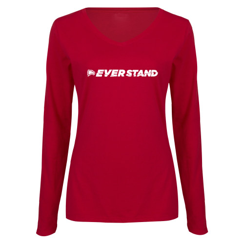  Womens Cardinal Long Sleeve V Neck Tee  - Ever Stand