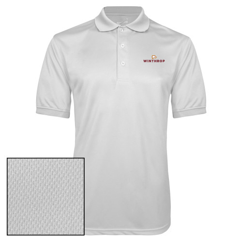  White Dry Mesh Polo - Athletic Wordmark Stacked