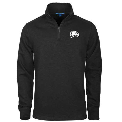  Black Slub Fleece 1/4 Zip Pullover - Primary Mark