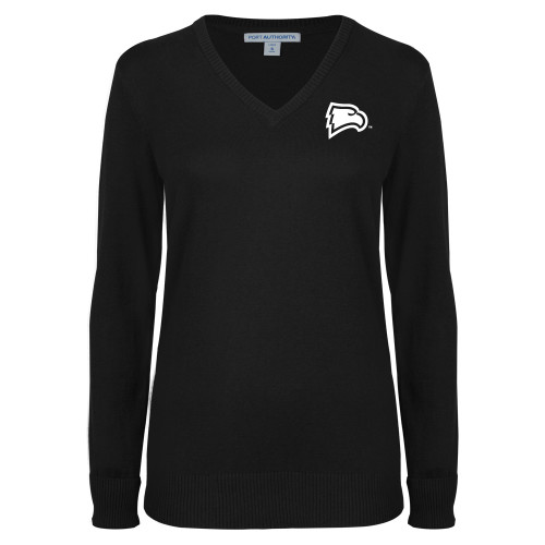  Womens Black VNeck Sweater - Primary Mark