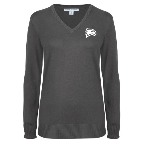  Womens Charcoal Heather VNeck Sweater - Primary Mark
