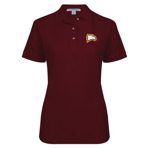  Womens Silk Touch Burgundy Pique Polo - Primary Mark