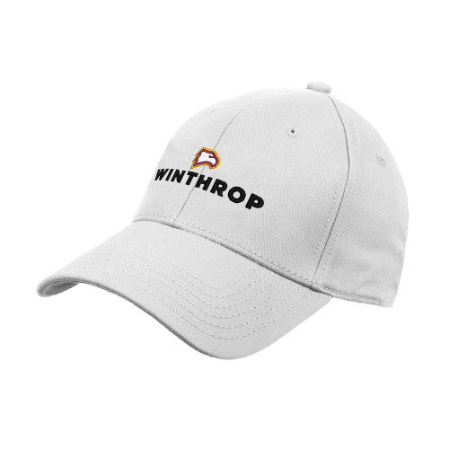  White Structured Adjustable Pro Style Hat - Athletic Wordmark Stacked