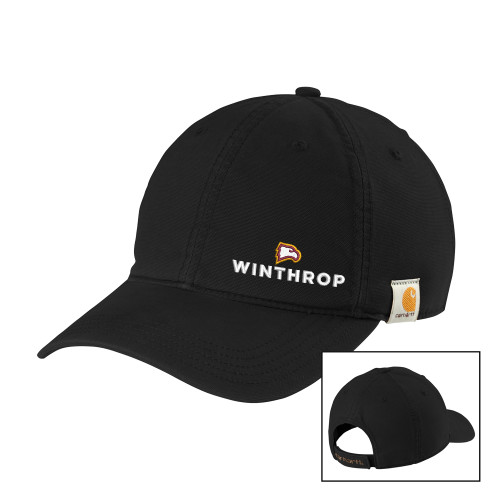  Carhartt Black Cotton Adjustable Canvas Hat - Athletic Wordmark Stacked