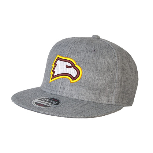  Heather Grey Wool Blend Flat Bill Snapback Hat - Primary Mark