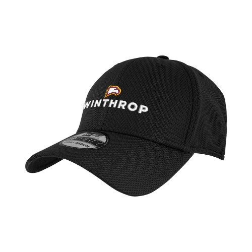  New Era Black Diamond Era 39Thirty Stretch Fit Hat - Athletic Wordmark Stacked