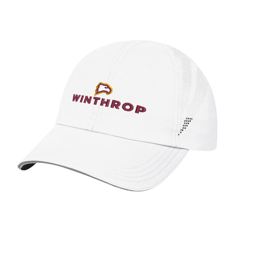  Womens White Performance Cap - Athletic Wordmark Stacked